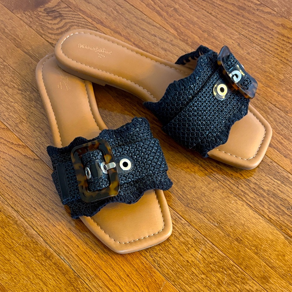 Universal Thread Black Woven Buckle Sandals